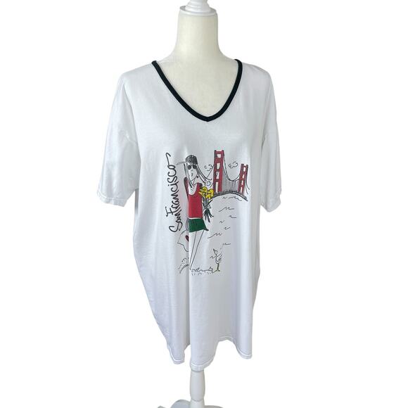 Emerson Street 100% Cotton Pajama Sleep Shirt "San Francisco" OS Cozy Lounge - Picture 5 of 13